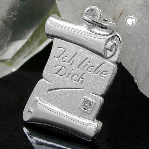 Pendant 21x14mm scroll -I love you- silver 925