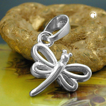 Pendant 11x12mm dragonfly shiny silver 925