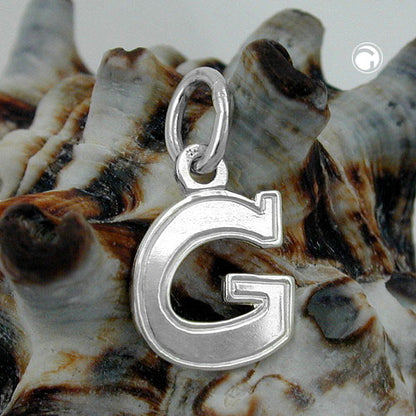 Pendant 12x10mm letter G with edge silver 925