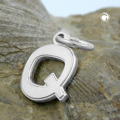 Pendant 12x10mm letter Q with edge silver 925