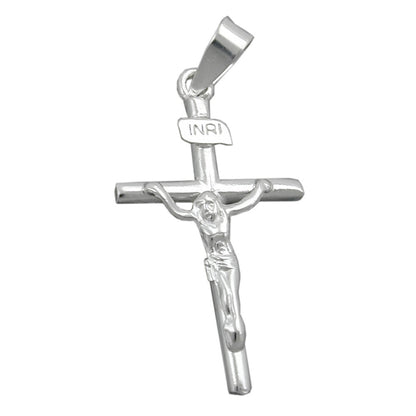 Pendant 23x13mm cross with Jesus shiny silver 925