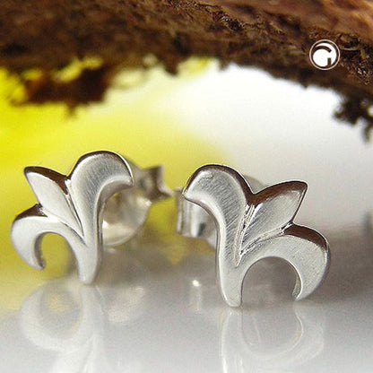 Stud earring 7x6mm small flower matted silver 925