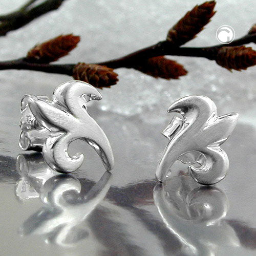 Stud earring 9x8mm small flower matte silver 925