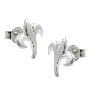 Stud earring 9x8mm small flower matte silver 925