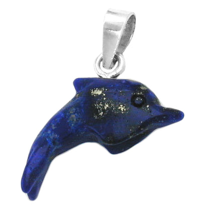 Pendant approx. 20x12x5mm dolphin made of lapis lazuli silver 925