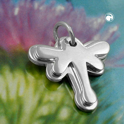 Pendant 17x17mm double butterfly shiny silver 925