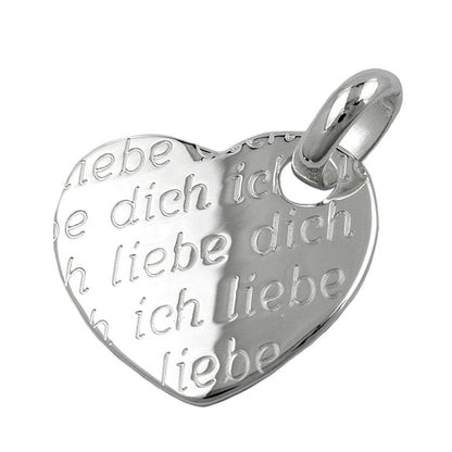 Pendant 20x22mm heart -I love you- silver 925
