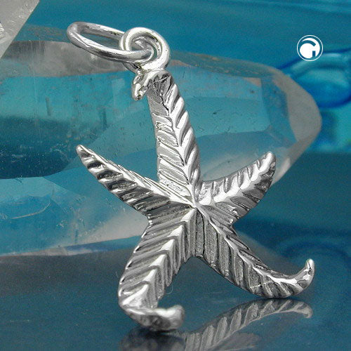 Pendant 20mm starfish patterned silver 925