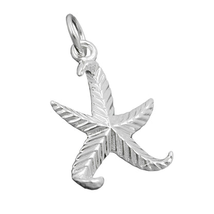 Pendant 20mm starfish patterned silver 925