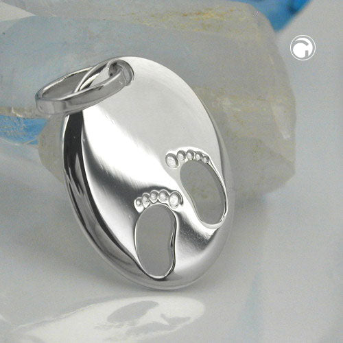 Pendant 21x17mm engraving pendant for birth little feet silver 925