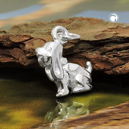 Pendant 13x10mm dog with floppy ears silver 925