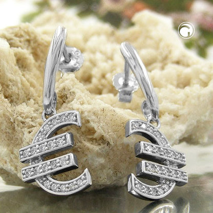 Stud earrings earring 29x12mm euro sign silver 925