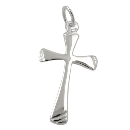 Pendant 22x13mm cross shiny grooved silver 925