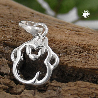 Pendant 10mm monkey head silver 925