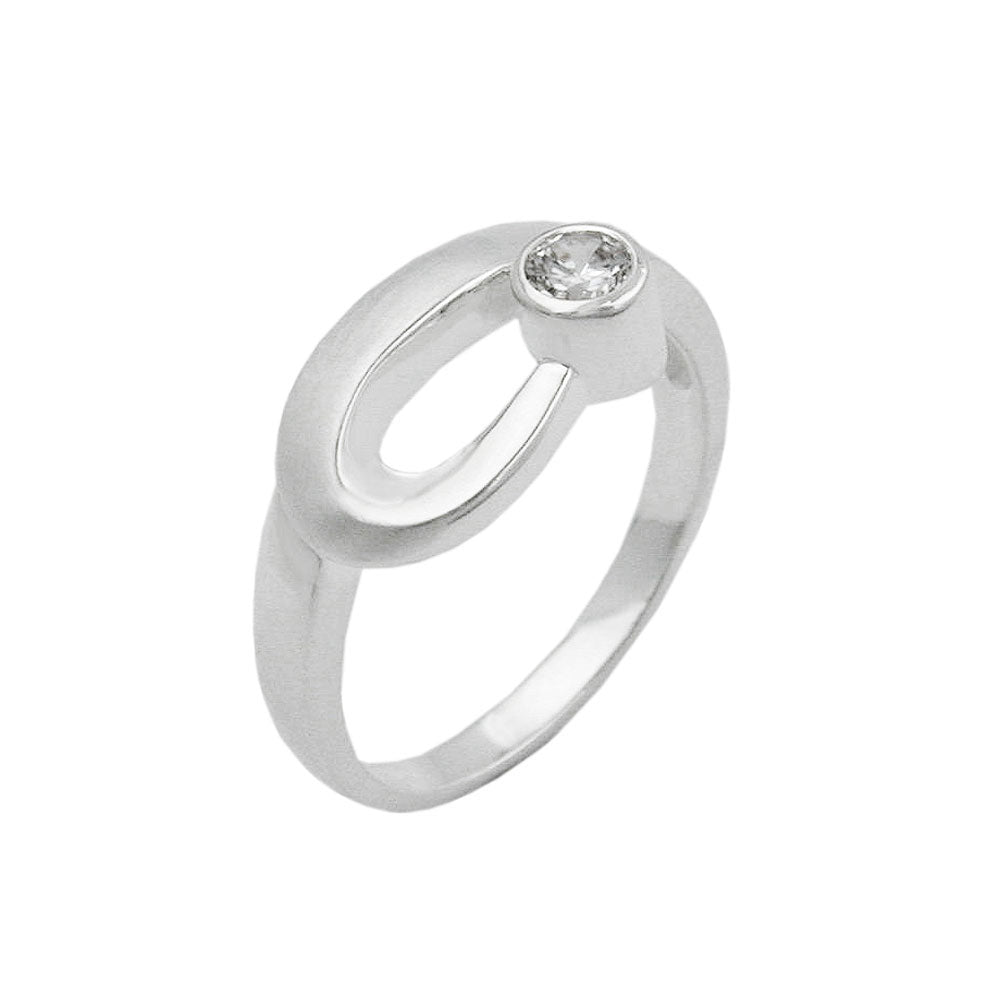 Ring 9mm Zirkonia gefasst matt-glänzend Silber 925