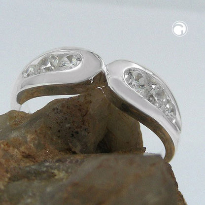Ring 6mm mit 6 Zirkonias glänzend Silber 925