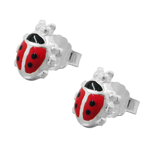 Stud earring 8x7mm children's earring ladybug silver 925