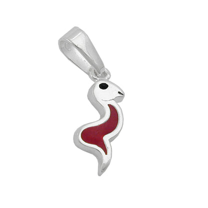 Pendant 16x6mm snake red-silver lacquered silver 925