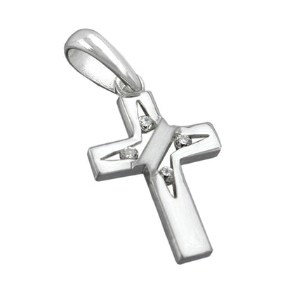 Pendant 19x12mm cross with 4 zirconias silver 925