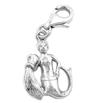 Pendant 16x12mm Charm Aquarius shiny rhodium-plated silver 925