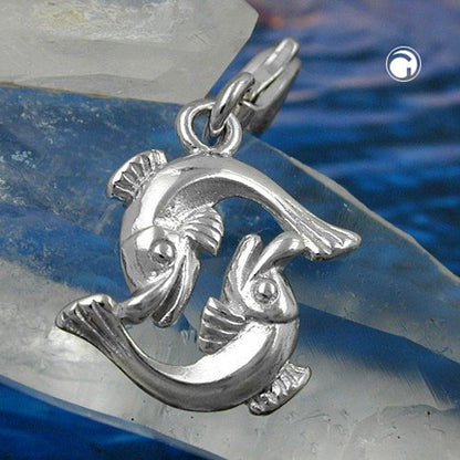 Pendant 14x14mm Charm Fish shiny rhodium-plated silver 925