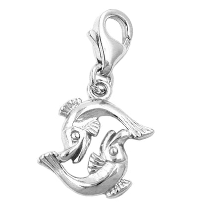 Pendant 14x14mm Charm Fish shiny rhodium-plated silver 925