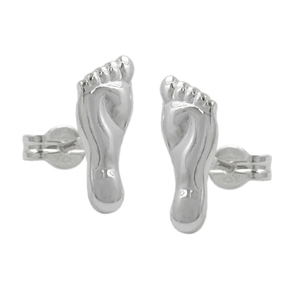 Stud earrings 11x4mm feet shiny silver 925