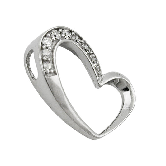 Pendant 15x16mm heart with zirconias rhodium-plated silver 925