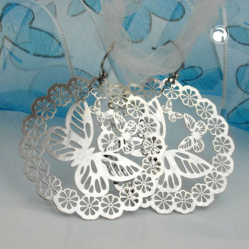Ear hooks 65x50mm butterfly silver 925