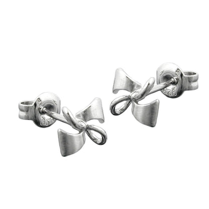 Stud 6x8mm bow partially matt rhodium-plated silver 925