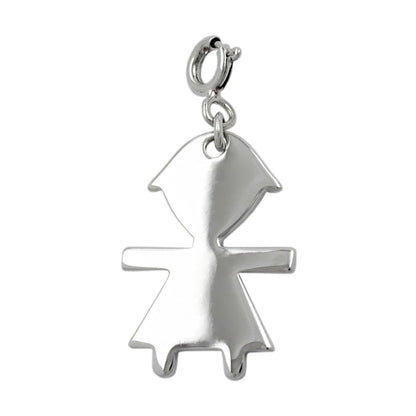 Pendant 20x14mm Charm Girl shiny rhodium-plated silver 925
