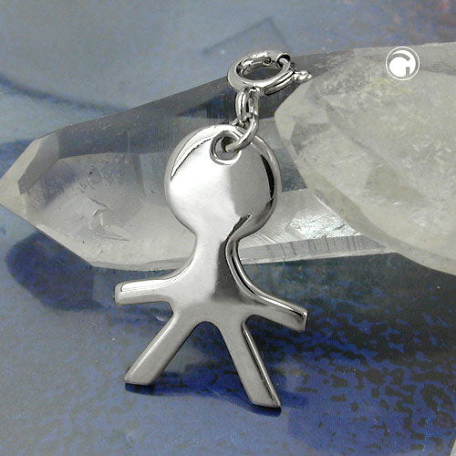 Pendant 19x13mm Charm Boy shiny rhodium-plated silver 925