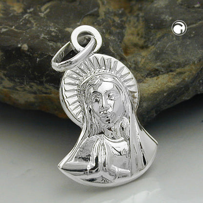 Pendant 16x11mm Mary praying shiny silver 925