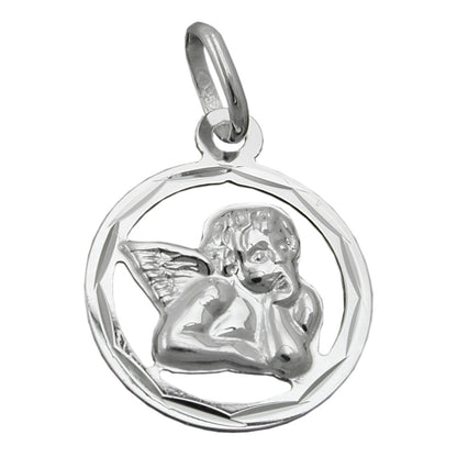 Pendant 15mm angel shiny, silver 925