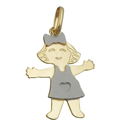 Pendant 20x16mm girl bicolor gold-plated silver 925