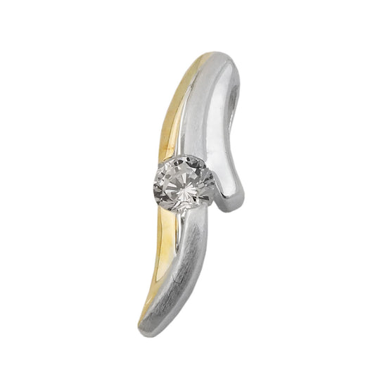 Pendant 20x6mm bicolor gold-plated with zirconia silver 925
