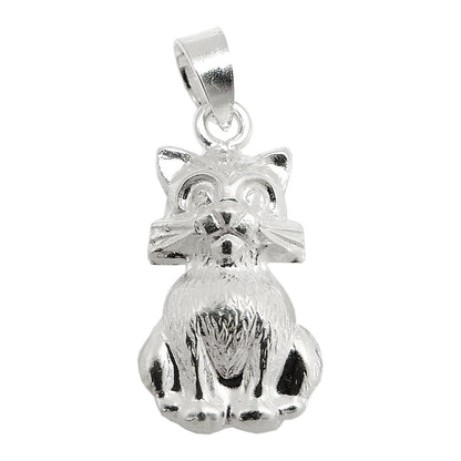 Pendant 15x9mm cat shiny silver 925