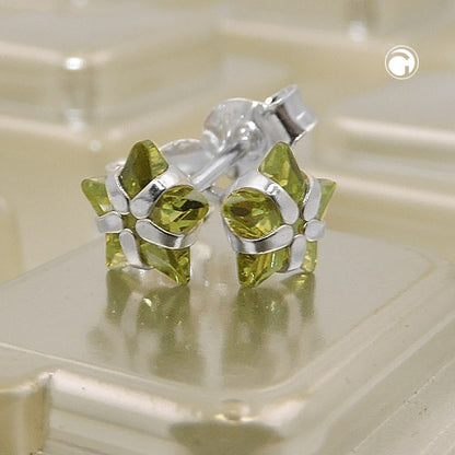 Stud earrings 6mm star zirconia jonquil helloliv silver 925