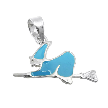 Pendant 10x16mm witch blue enamelled silver 925