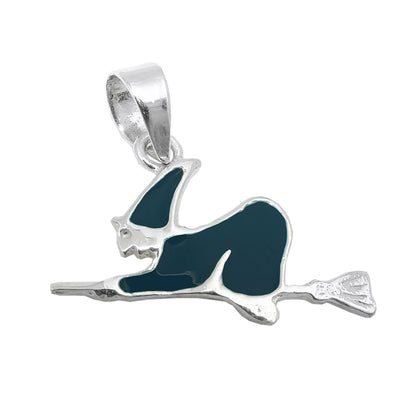 Pendant 10x16mm witch black enamelled silver 925