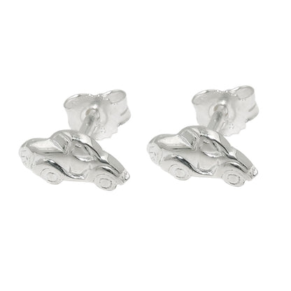 Stud earring 4x9mm small car shiny silver 925