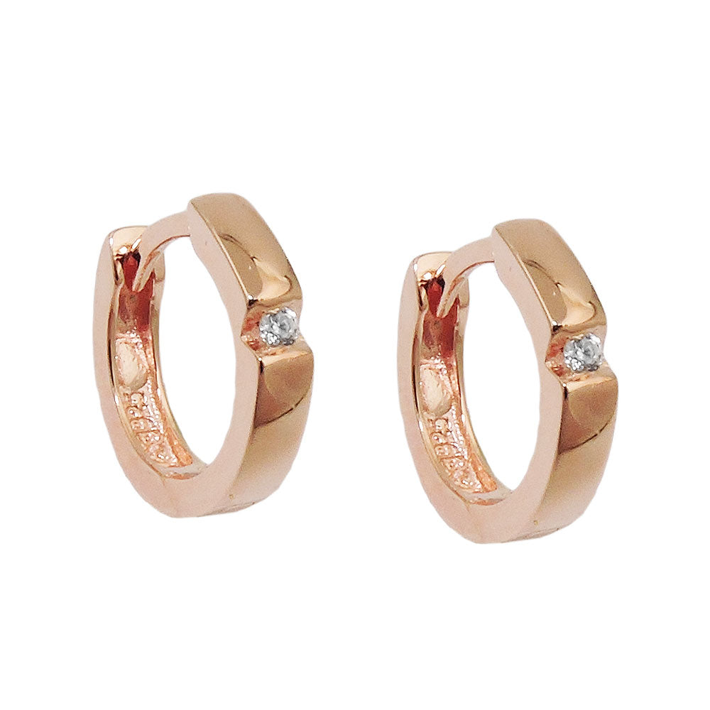 Creolen „12×2 mm Zirkonia & Rotgold“ Silber 925 – elegant & modern