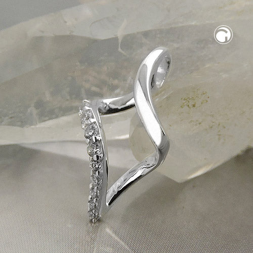 Pendant 20x10mm rhombus with zirconias silver 925