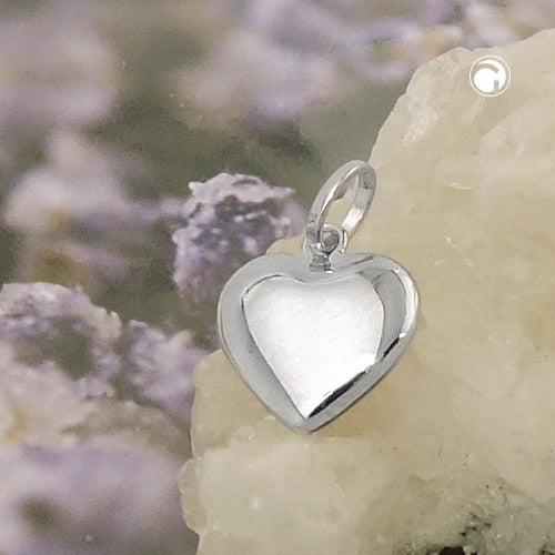 Anhänger „10 mm Herz rhodiniert“ Silber 925 – puristisch & glänzend