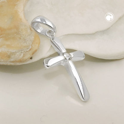 Pendant 16x10mm cross zirconia silver 925