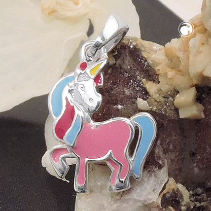 Pendant 14x11mm mythical creature horse with horn silver 925