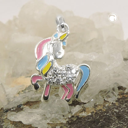 Pendant 15x11mm mythical creature horse with horn silver 925