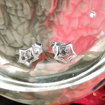 Stud earring 6mm star with zirconia silver 925