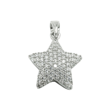 Pendant 13x13mm star with many zirconias rhodium-plated silver 925