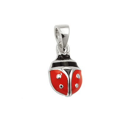 Pendant 9x7mm ladybug red-black enamelled silver 925